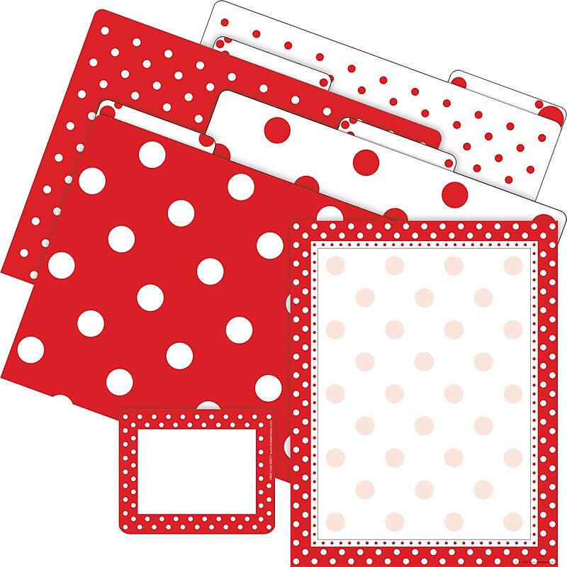 Barker Creek Get Organized Red & White Dot File Folder, 1/3-Cut Tab, Letter Size, Assorted Colors, 107/Set (159) image 1