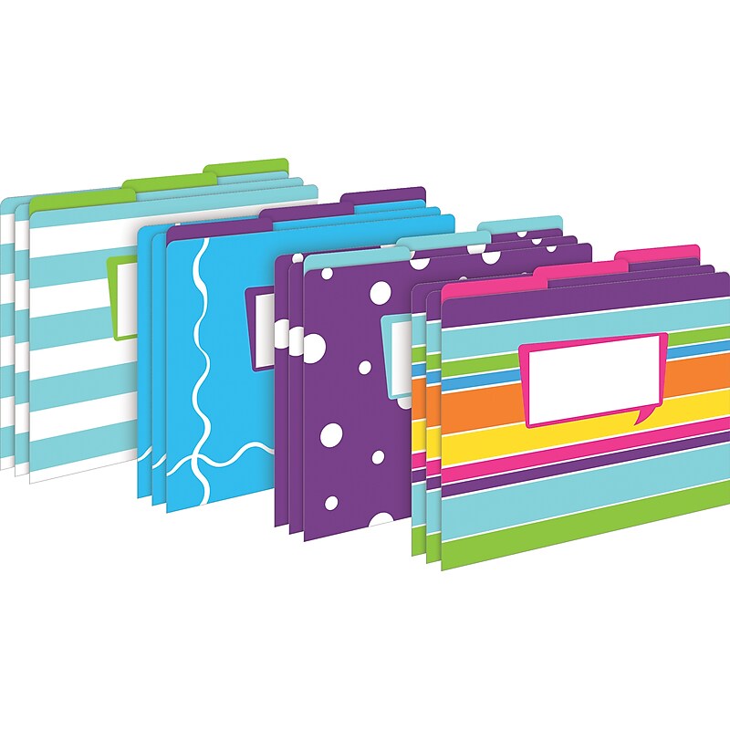 Barker Creek Happy File Folder, 1/3-Cut Tab, Letter Size, Assorted Colors, 12/Pack (2003) image 1