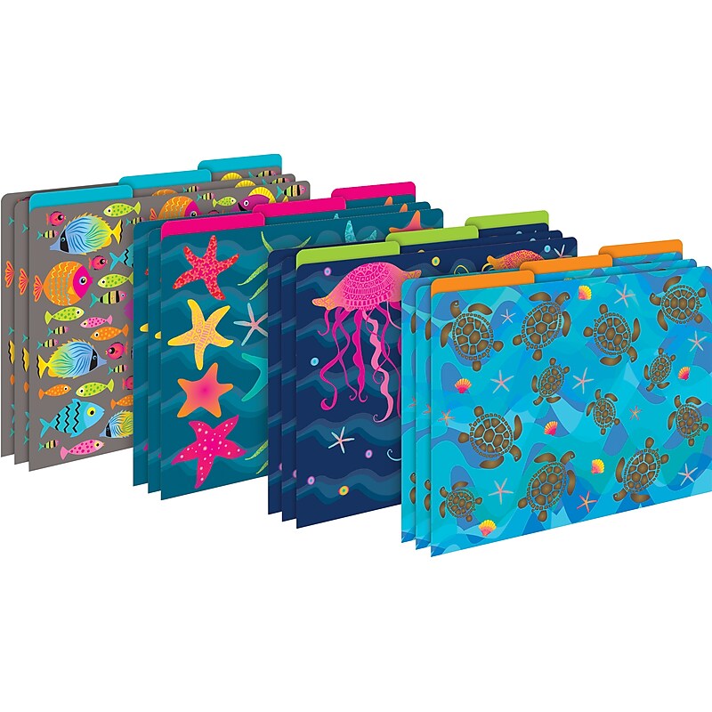 Barker Creek Kai Ola File Folder, 1/3-Cut Tab, Letter Size, Assorted Colors, 12/Pack (2006) image 1