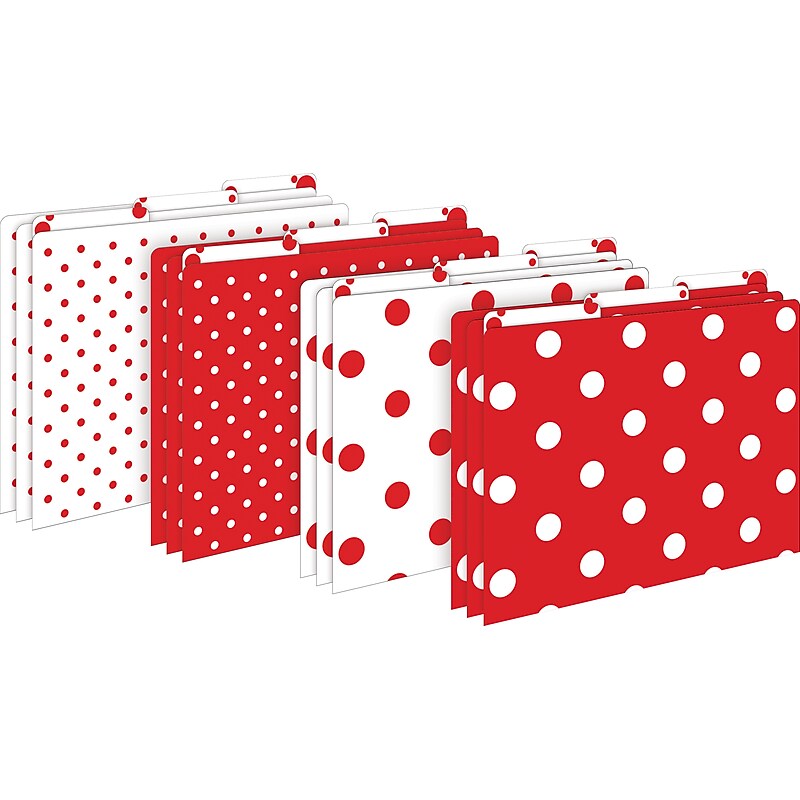 Barker Creek Red & White Dot File Folder, 1/3-Cut Tab, Letter Size, Assorted Colors, 12/Pack (2009) image 1