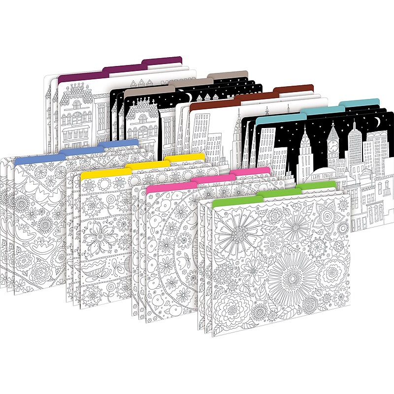 Barker Creek Color me! In My Garden & Cityscapes File Folder, 1/3-Cut Tab, Letter Size, Assorted Colors, 24/Set (4134) image 1