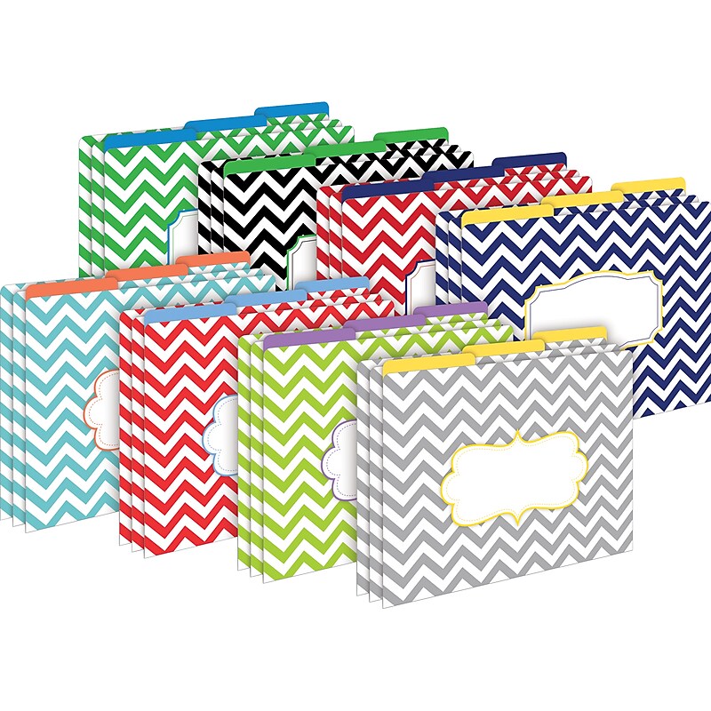 Barker Creek Chevron File Folder, 1/3-Cut Tab, Letter Size, Assorted Colors, 24/Set (4135) image 1