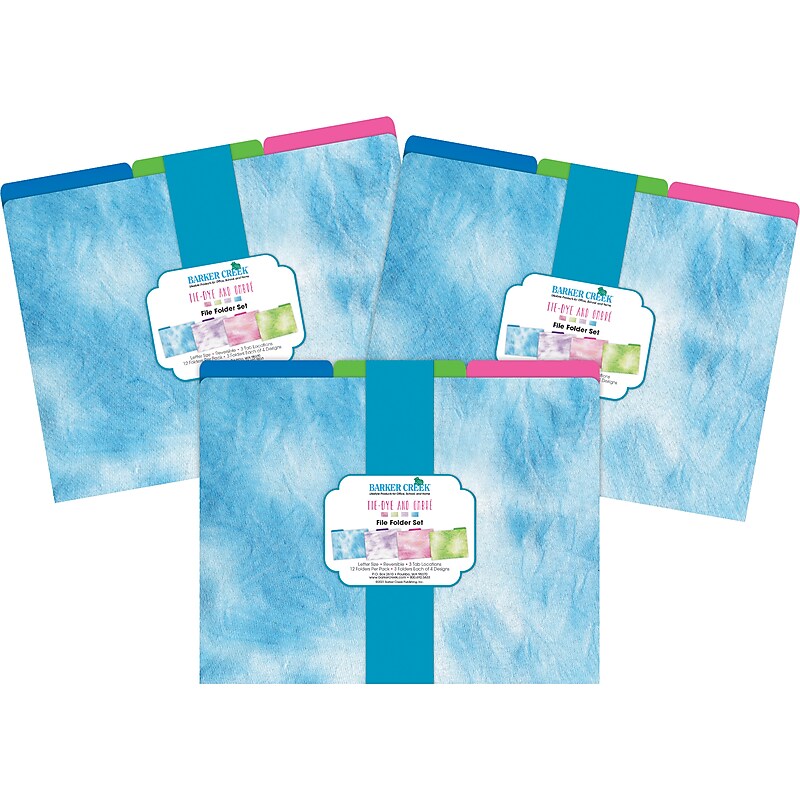Barker Creek Tie-Dye and Ombré File Folder, 1/3-Cut Tab, Letter Size, Assorted Colors, 36/Set (4326) image 1