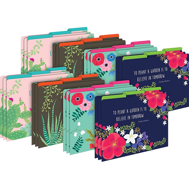 Barker Creek Petals & Prickles File Folder, 1/3-Cut Tab, Letter Size, Assorted Colors, 24/Set (4370) image 1