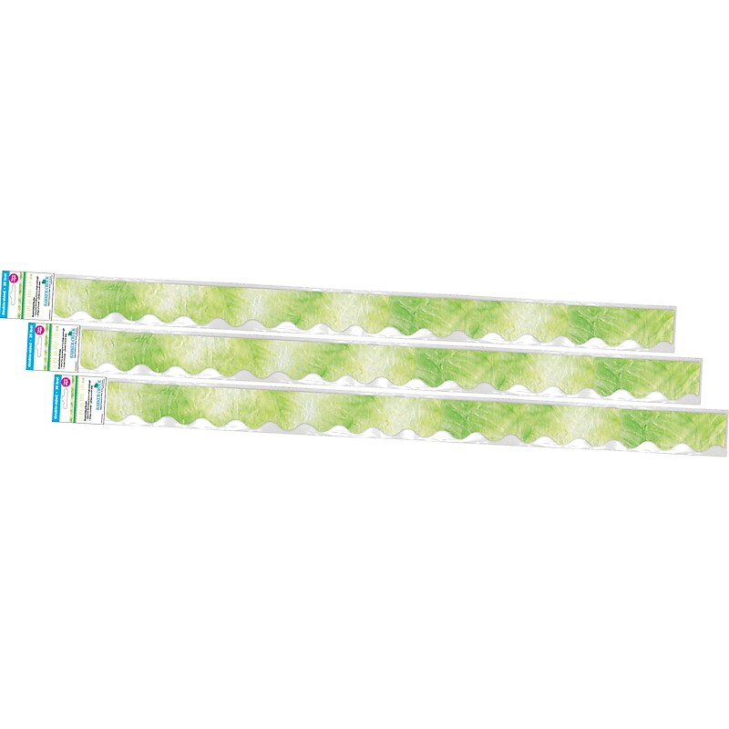 Barker Creek Double-Sided Scalloped Border, 36" x 2.25", Lime Tie-Dye and Ombré, 39/Pack (4334) image 1