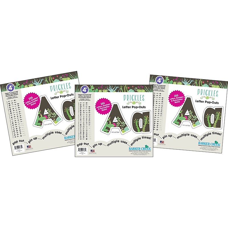 Barker Creek Petals & Prickles  4" Letters and Numbers, Multicolored, 765/Pack (4319) image 1