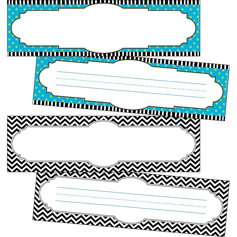 Barker Creek Splash of Color & Black Chevron School Name Plates, 12" x 3.5", 72/Set (4142) image 1