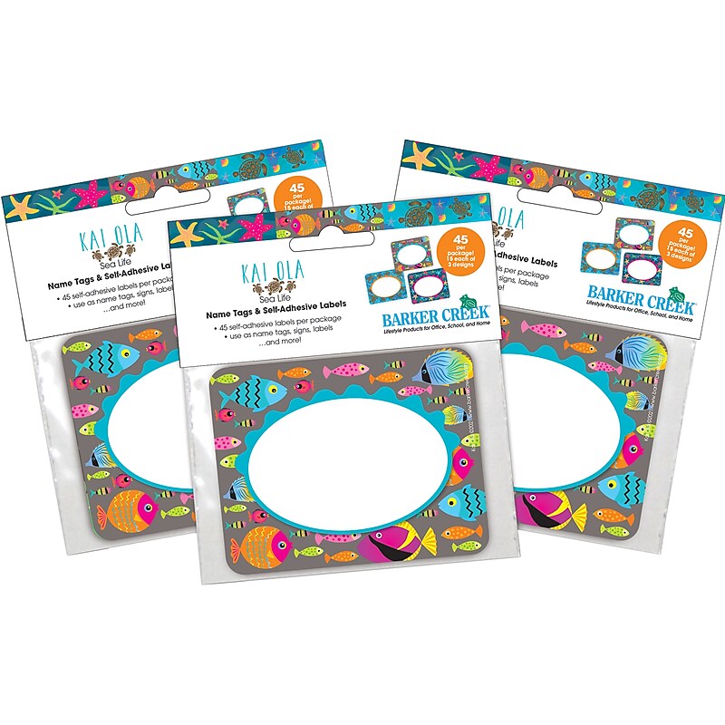 Barker Creek Self-adhesive Kai Ola School Name Tags, 2.75" x 3.5", 135/Set (4313) image 1
