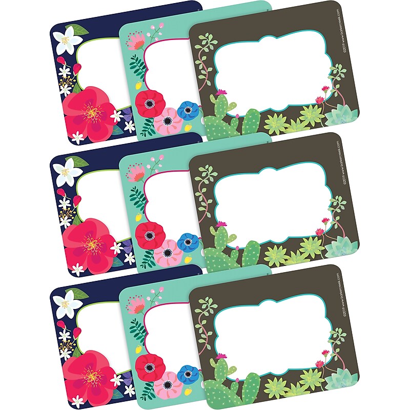 Barker Creek Self-adhesive Petals & Prickles School Name Tags, 2.75" x 3.5", 135/Set (4316) image 1