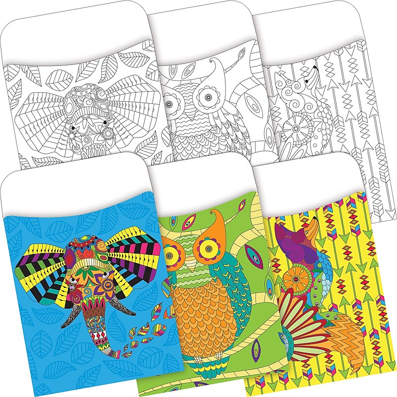 Barker Creek Bohemian Animals Library Pockets, 5.125" x 3.5", 60/Set (3887) image 1