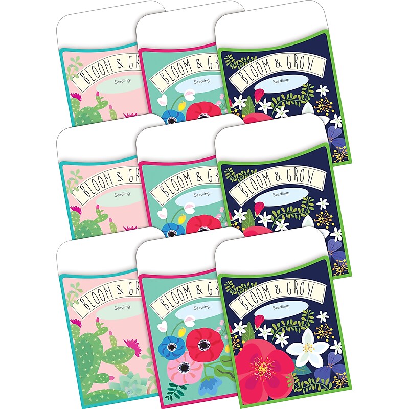 Barker Creek Petals & Prickles Peel & Stick Library Pockets, 5.125" x 3.5", 90/Set (4320) image 1