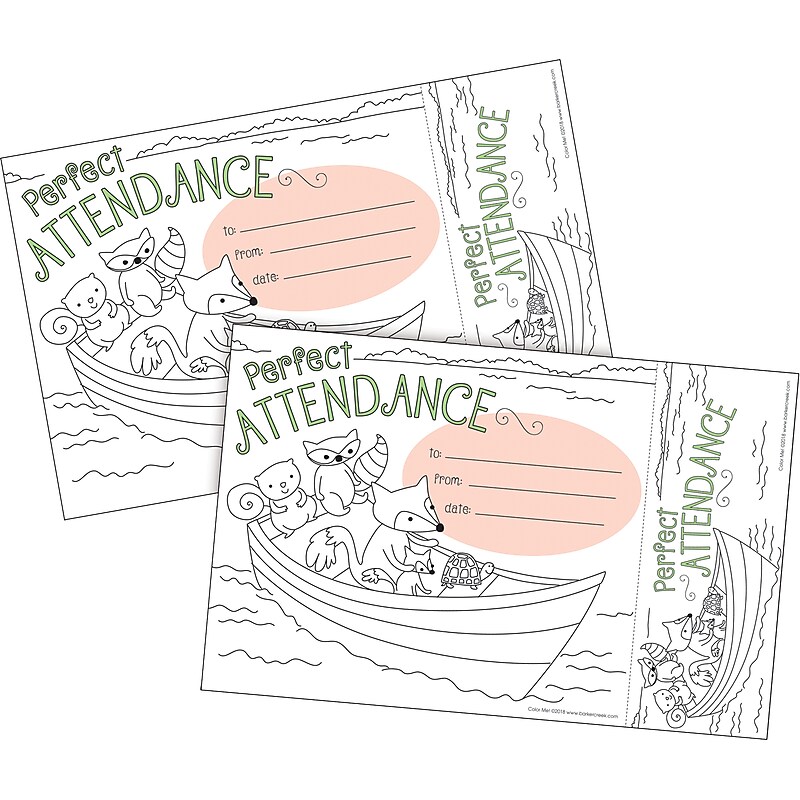 Barker Creek Color Me! Attendance Awards & Bookmarks Set, 8.5" x 5.5”, Multicolored, 60/Set (4147) image 1