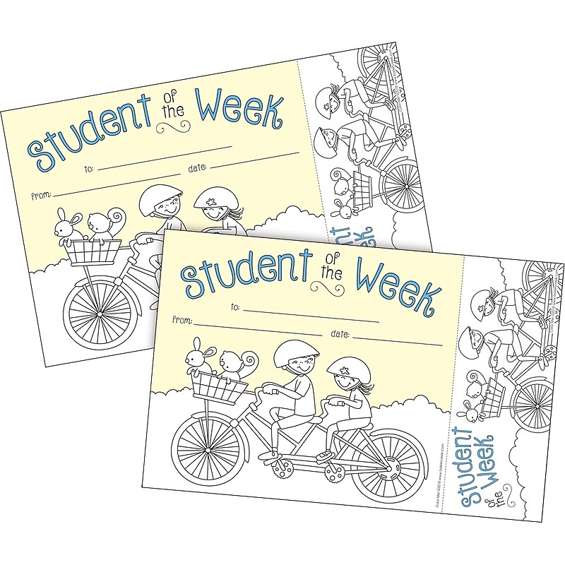 Barker Creek Color Me! Student of the Week Awards & Bookmarks Set, 8.5" x 5.5”, Multicolored, 60/Set (4149) image 1