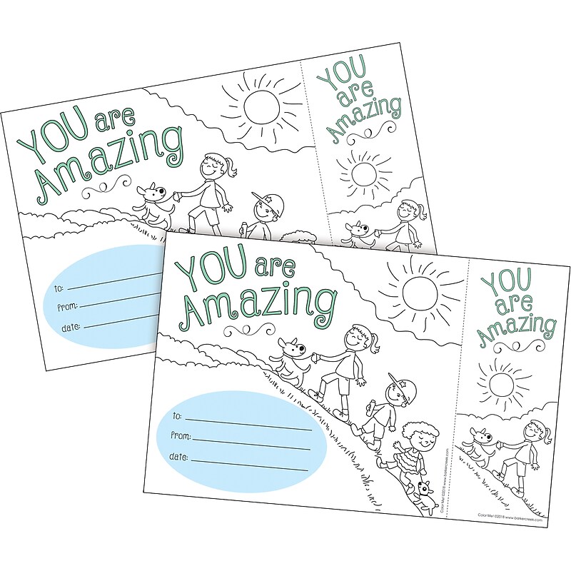 Barker Creek Color Me! You Are Amazing Awards & Bookmarks Set, 8.5" x 5.5”, Multicolored, 60/Set (4150) image 1