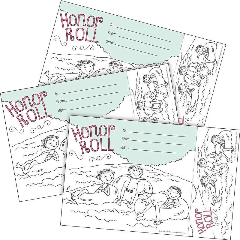 Barker Creek Color Me! Honor Roll Awards & Bookmarks Set, 8.5" x 5.5”, Multicolored, 90/Set (4165) image 1