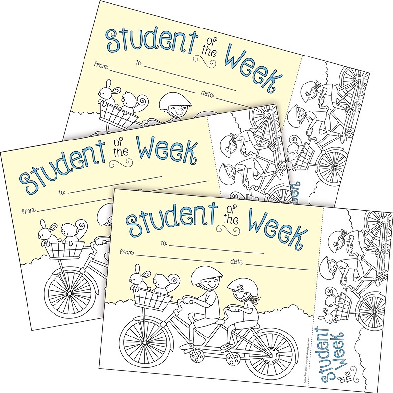 Barker Creek Color Me! Student of the Week Awards & Bookmarks Set, 8.5" x 5.5”, Multicolored, 90/Set (4166) image 1