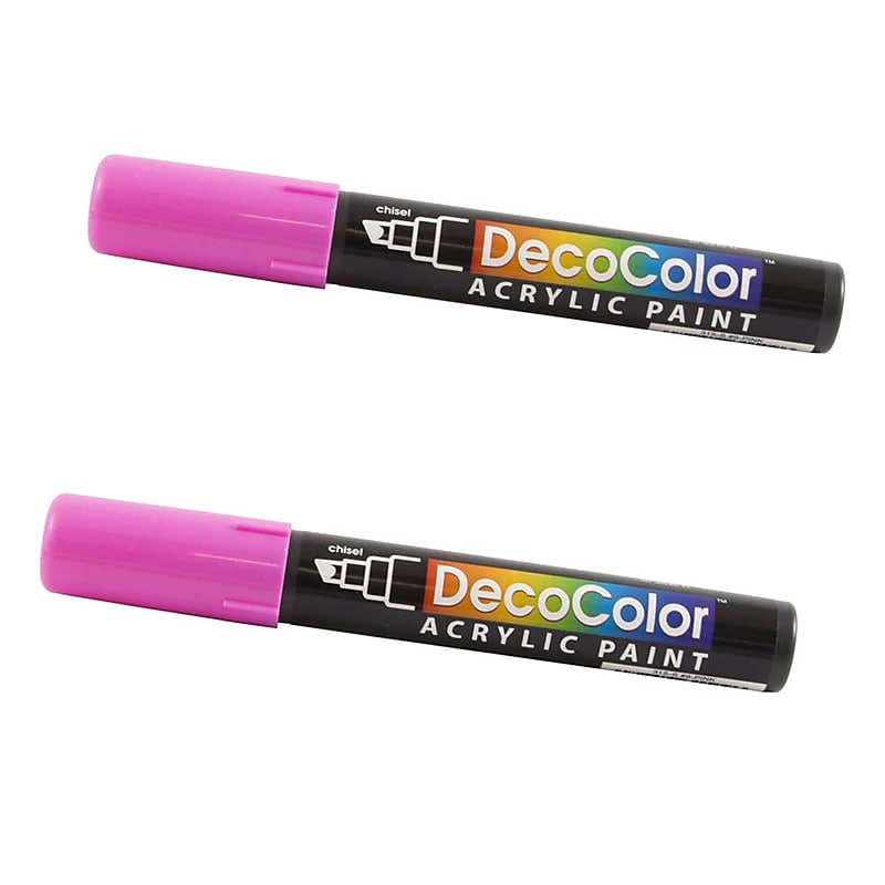 Marvy Uchida Acrylic Paint Markers, Chisel Tip, Pink, 2/Pack (526315PIa) image 1