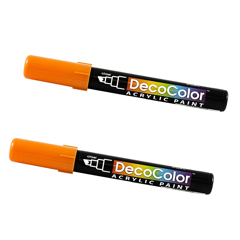 Marvy Uchida Acrylic Paint Markers, Chisel Tip, Orange, 2/Pack (526315ORa) image 1