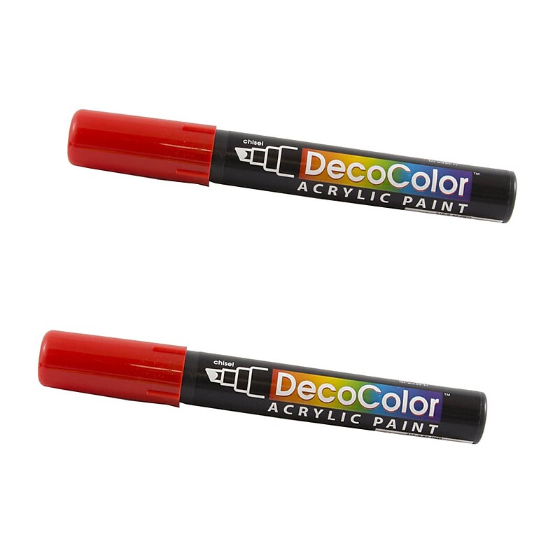 Marvy Uchida Acrylic Paint Markers, Chisel Tip, Red, 2/Pack (526315REa) image 1