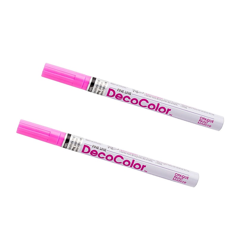 Marvy Uchida Opaque Paint Markers, Fine Tip, Pink, 2/Pack (7665888a) image 1