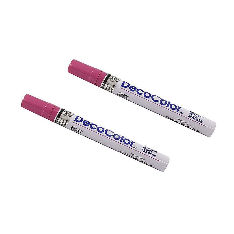Marvy Uchida DecoColor Opaque Paint Markers, Broad Tip, Hot Pink, 2/Pack (265218843a) image 1