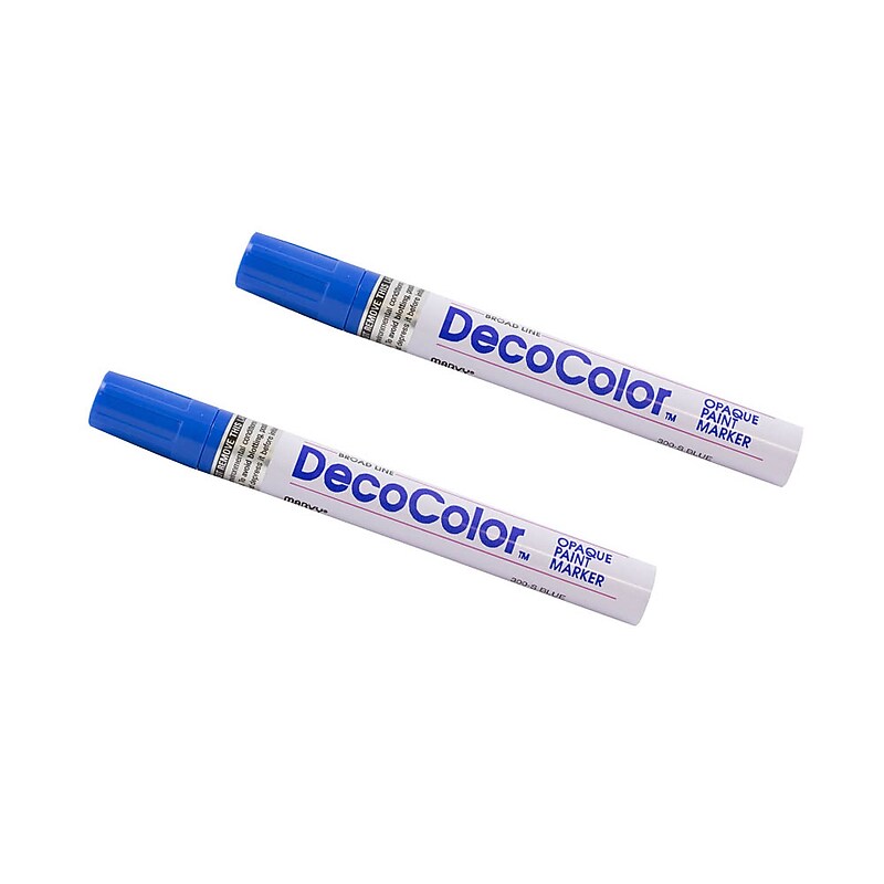 Marvy Uchida DecoColor Opaque Paint Markers, Broad Tip, Blue, 2/Pack (526300BUa) image 1