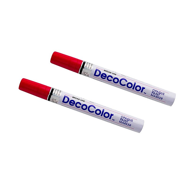 Marvy Uchida DecoColor Opaque Paint Markers, Broad Tip, Red, 2/Pack (86525802a) image 1