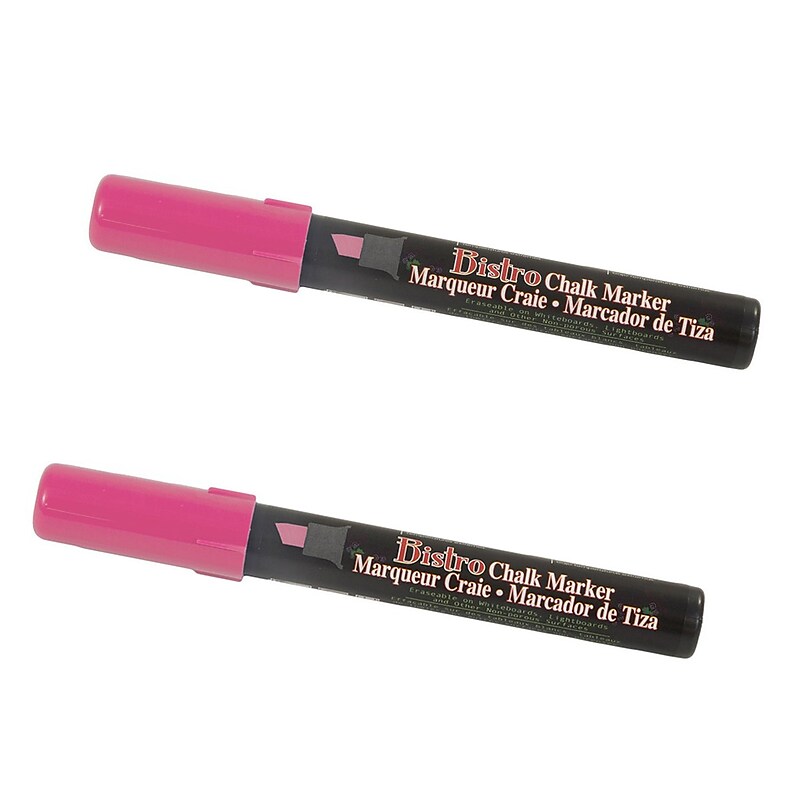 Marvy Uchida® Chisel Tip Erasable Chalk Markers, Hot Pink, 2/Pack (526483HPa) image 1