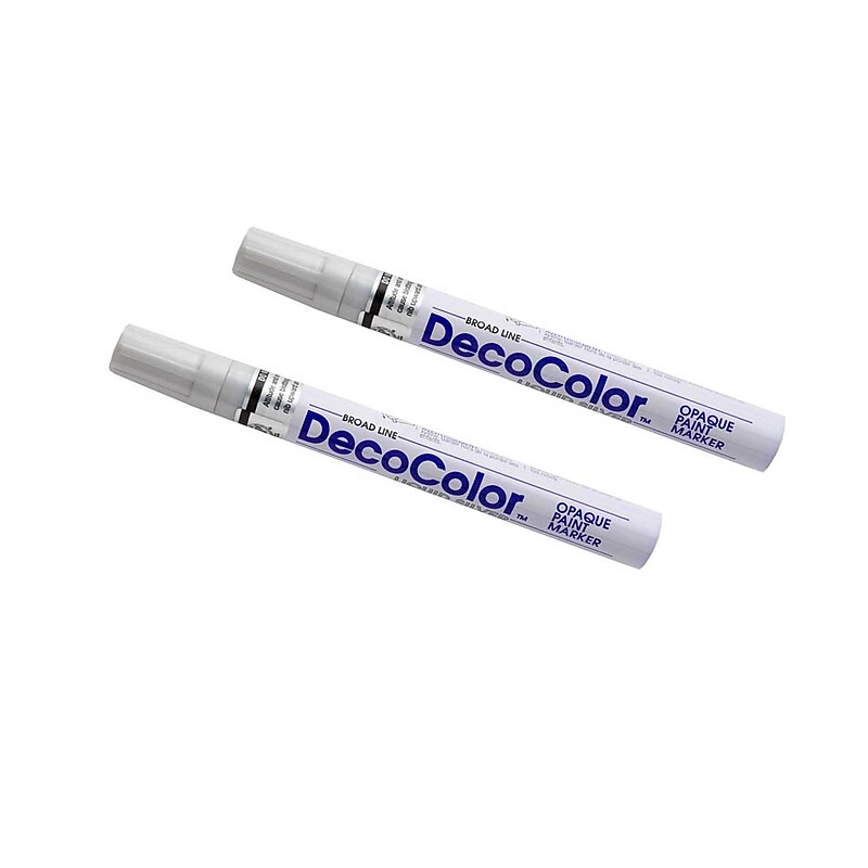 Marvy Uchida DecoColor Opaque Paint Markers, Broad Tip, Silver, 2/Pack (6524960a) image 1