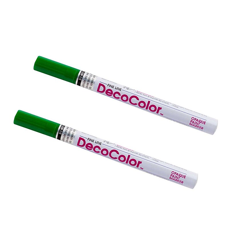 Marvy Uchida Opaque Paint Markers, Fine Tip, Green, 2/Pack (7665895a) image 1