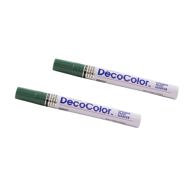 Marvy Uchida DecoColor Opaque Paint Markers, Broad Tip, Pine Green, 2/Pack (526300PGa) image 1
