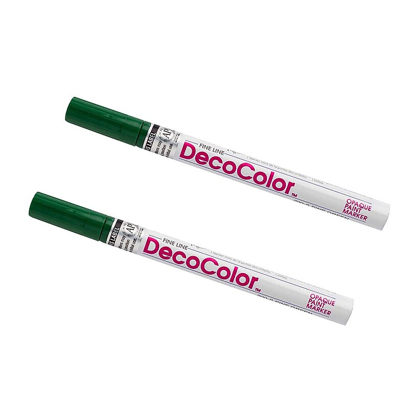 Marvy Uchida Opaque Paint Markers, Fine Tip, Pine Green, 2/Pack (7665904a) image 1