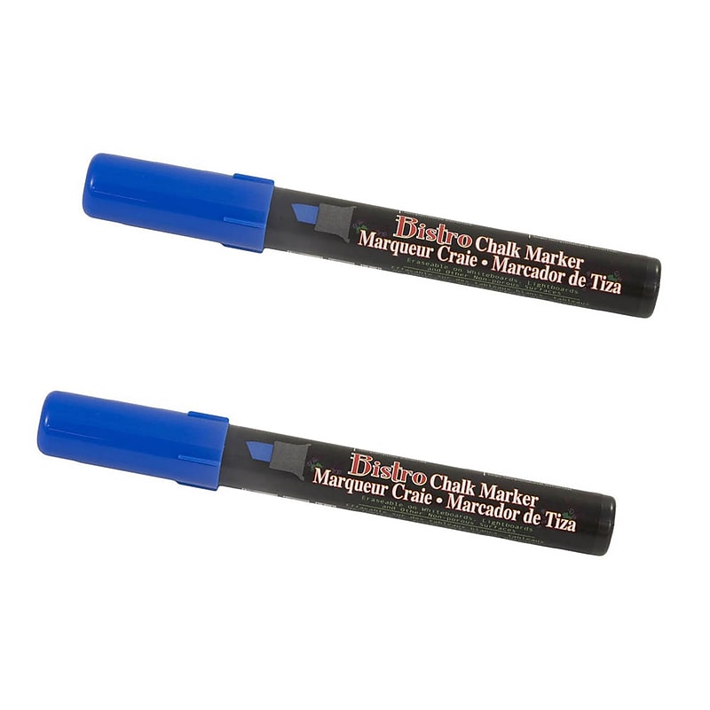Marvy Uchida® Chisel Tip Erasable Chalk Markers, Blue, 2/Pack (526483BUa) image 1