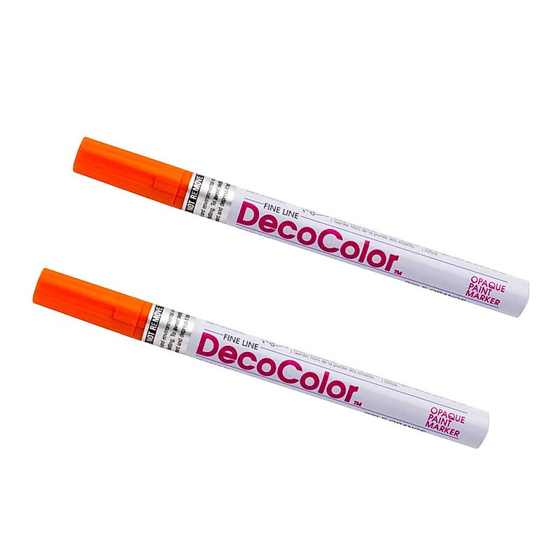 Marvy Uchida Opaque Paint Markers, Fine Tip, Orange, 2/Pack (7665899a) image 1