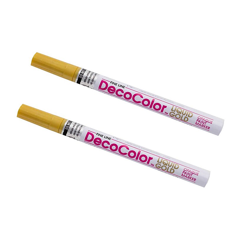 Marvy Uchida Opaque Paint Markers, Fine Tip, Gold, 2/Pack (7665885a) image 1