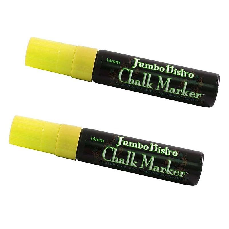 Marvy Uchida® Jumbo Point Erasable Chalk Markers, Neon Yellow, 2/Pack (526481NYa) image 1