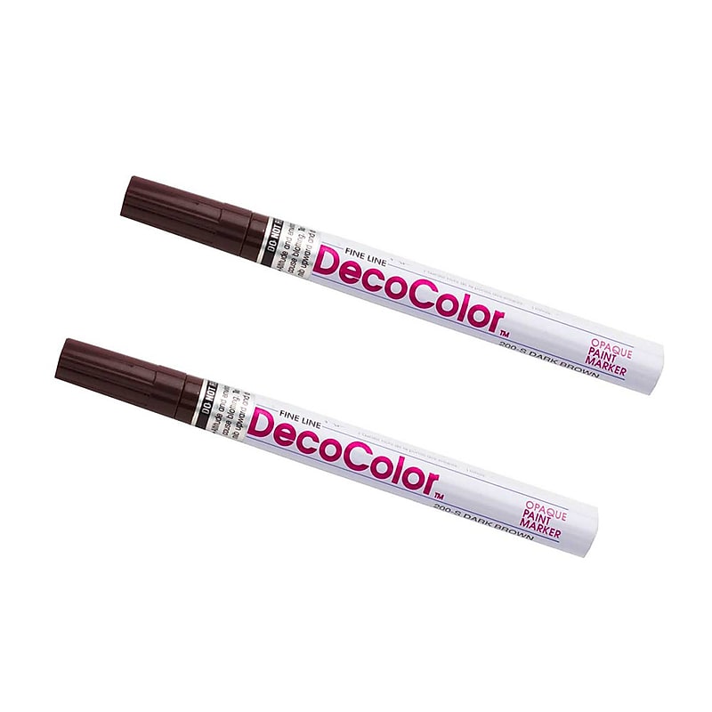 Marvy Uchida Opaque Paint Markers, Fine Tip, Dark Brown, 2/Pack (7665894a) image 1