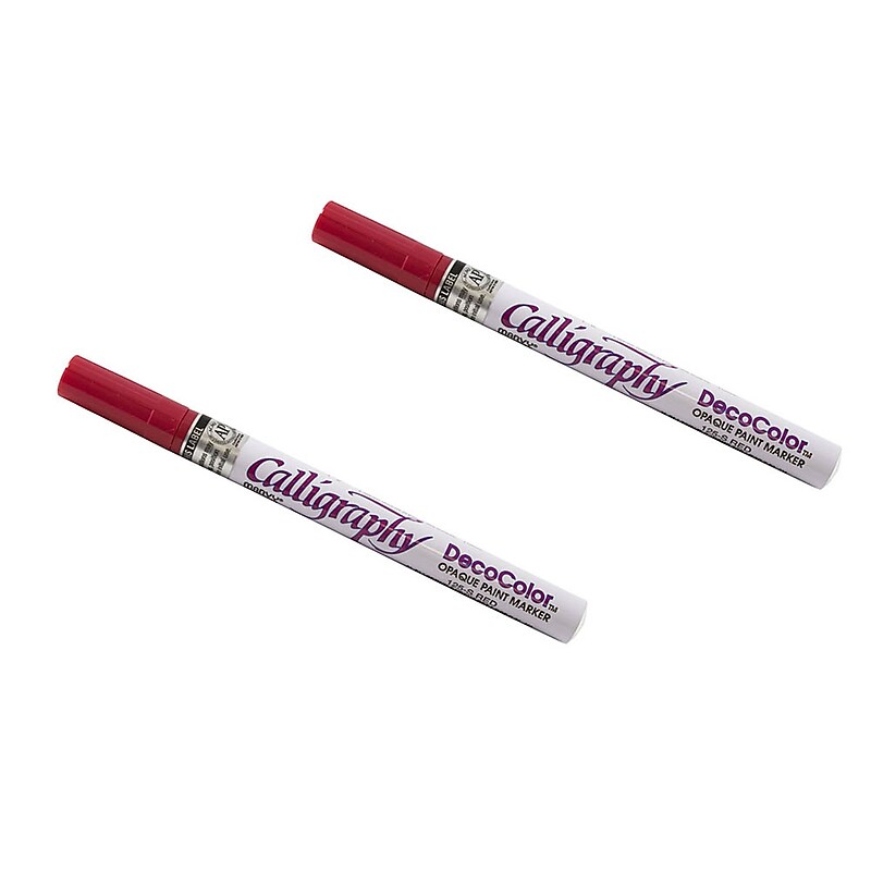 Marvy Uchida Calligraphy Opaque Paint Markers, Red, 2/Pack (6517629a) image 1