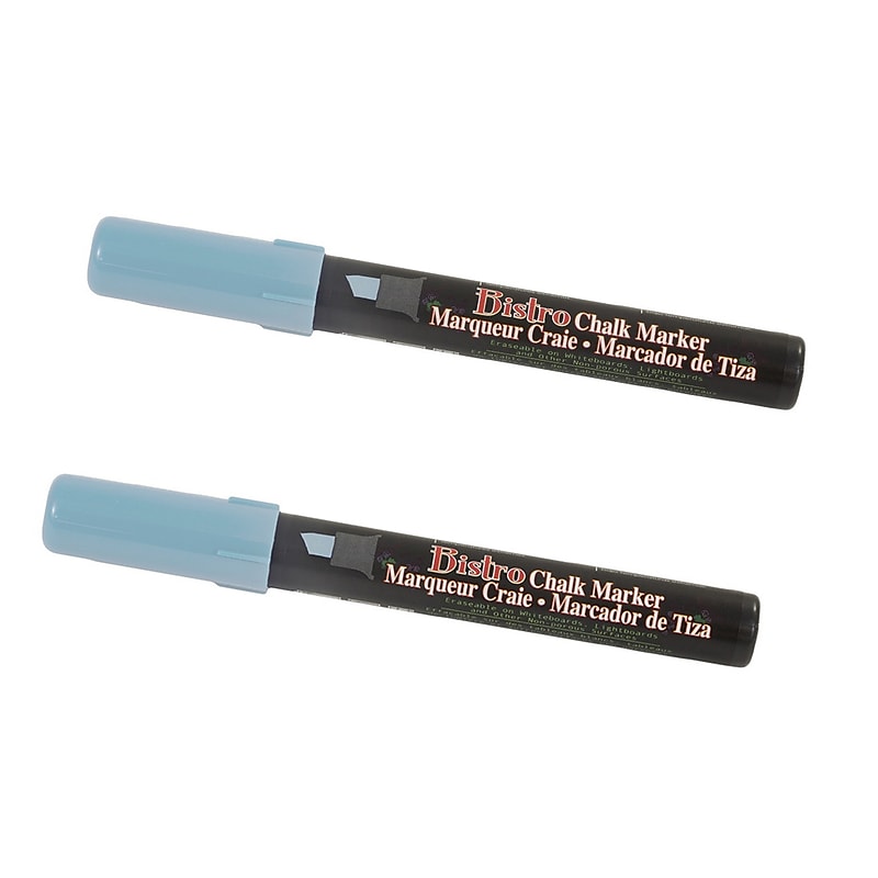 Marvy Uchida® Chisel Tip Erasable Chalk Markers, Baby Blue, 2/Pack (526483BBa) image 1
