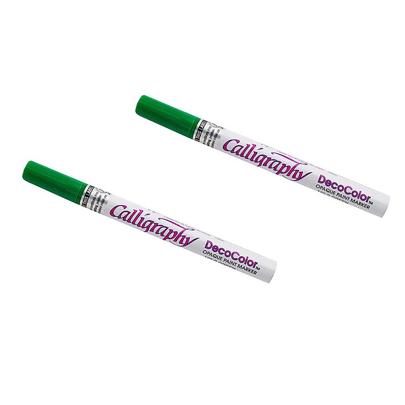 Marvy Uchida Calligraphy Opaque Paint Markers, Green, 2/Pack (6517628a) image 1