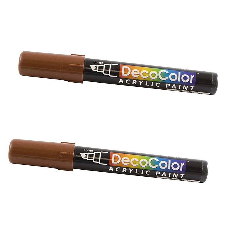 Marvy Uchida Acrylic Paint Markers, Chisel Tip, Brown, 2/Pack (526315BRa) image 1