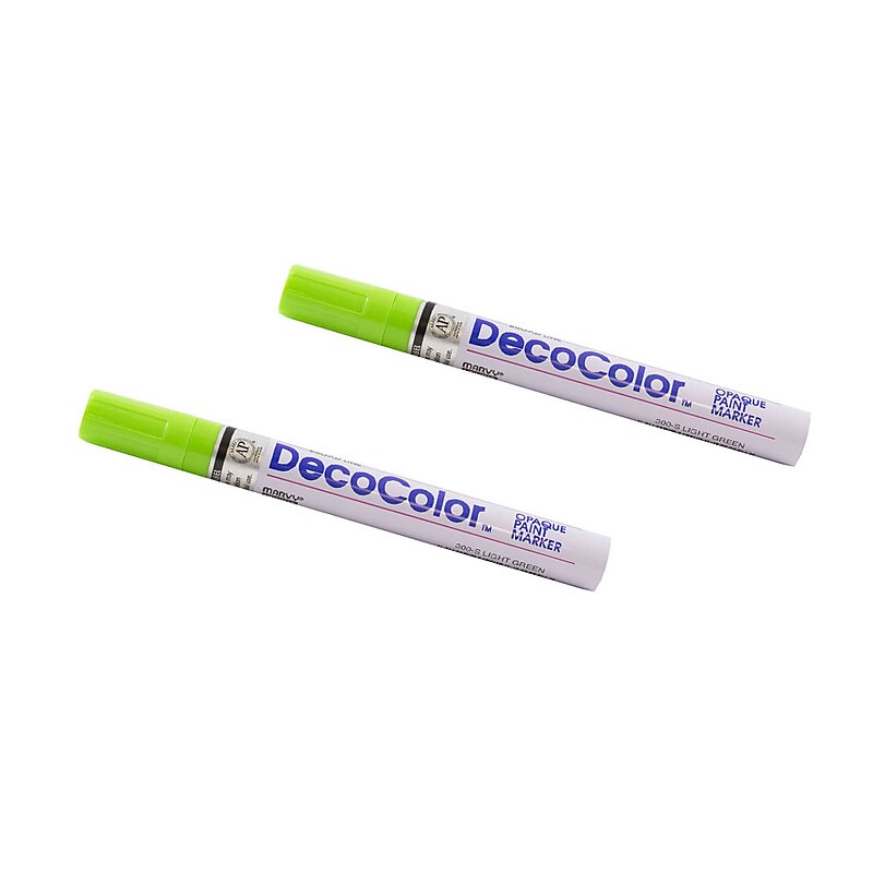 Marvy Uchida DecoColor Opaque Paint Markers, Broad Tip, Light Green, 2/Pack (526300LGa) image 1