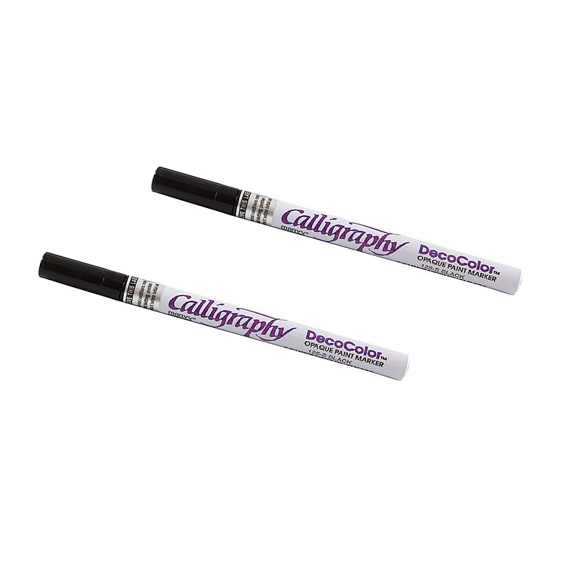 Marvy Uchida Calligraphy Opaque Paint Markers, Black, 2/Pack (6517626a) image 1