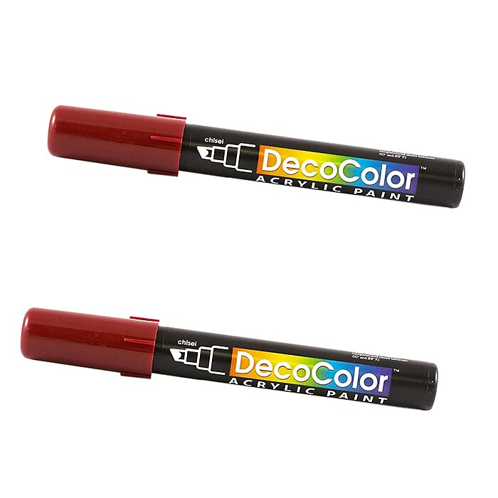 Marvy Uchida Acrylic Paint Markers, Chisel Tip, English Red
