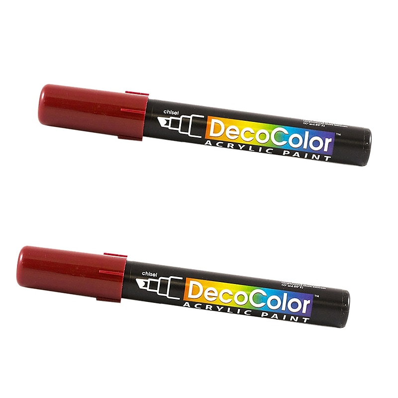 Marvy Uchida Acrylic Paint Markers, Chisel Tip, English Red, 2/Pack (526315ERa) image 1