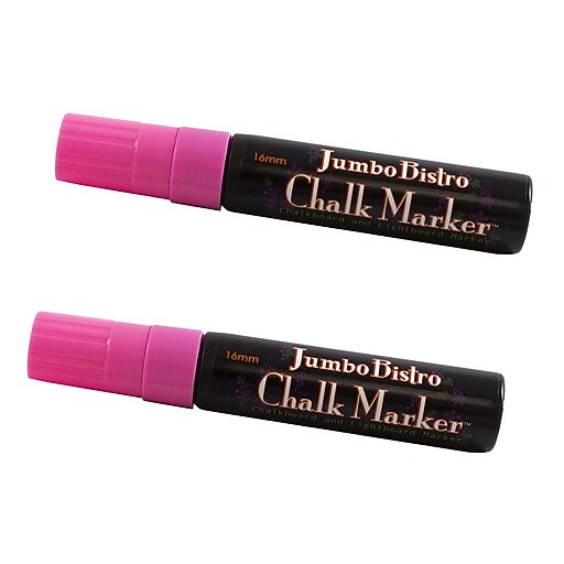 JAM Paper® Jumbo Point Erasable Chalk Markers, Hot Pink, 2/Pack