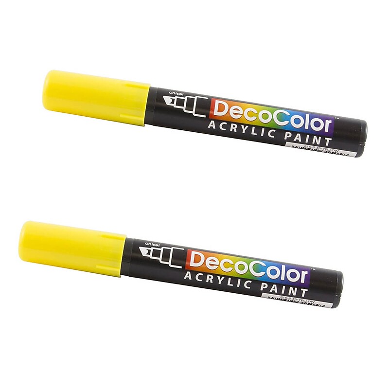 Marvy Uchida Acrylic Paint Markers, Chisel Tip, Yellow, 2/Pack (526315YEa) image 1