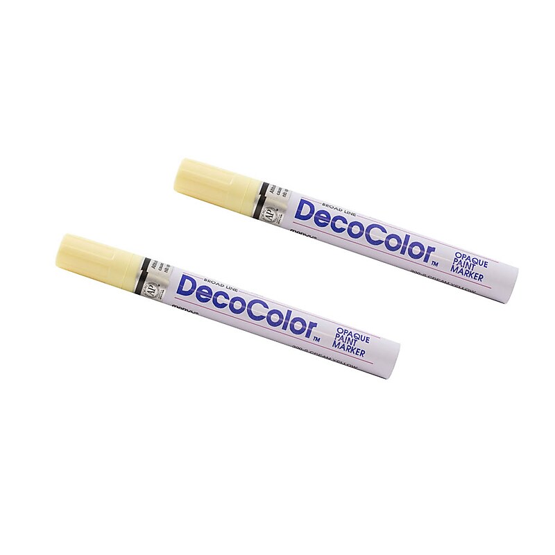 Marvy Uchida DecoColor Opaque Paint Markers, Broad Tip, Cream Yellow, 2/Pack (526300CYa) image 1