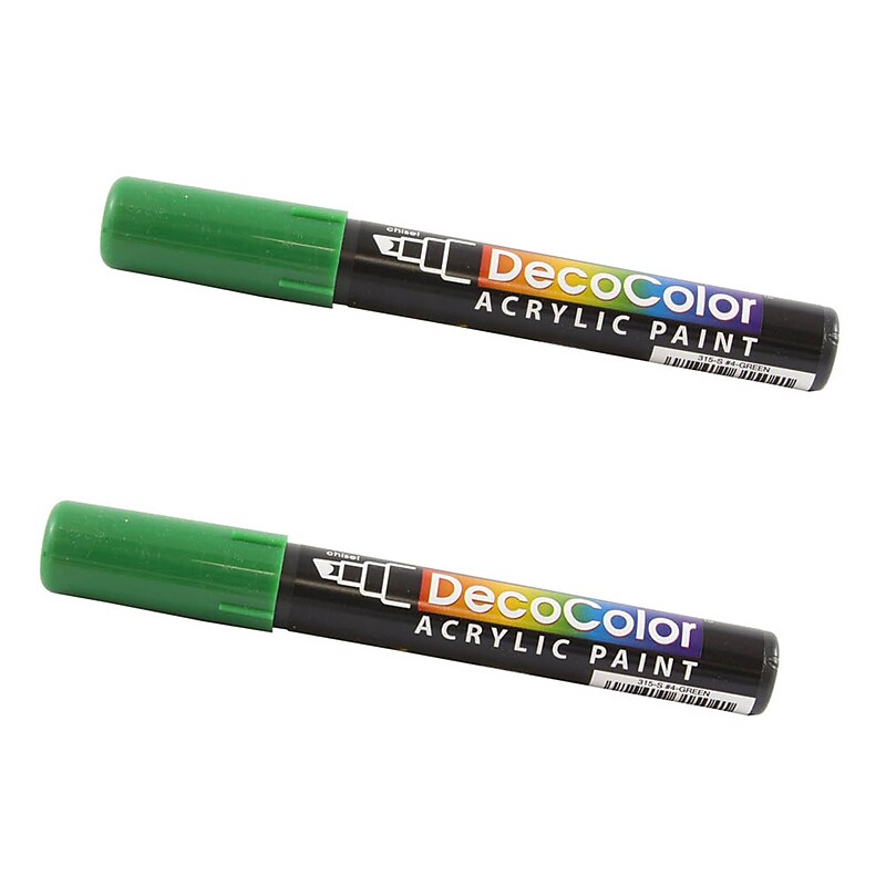 Marvy Uchida Acrylic Paint Markers, Chisel Tip, Green, 2/Pack (526315GRa) image 1