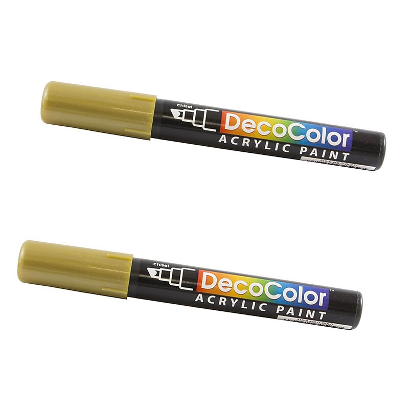 Marvy Uchida Acrylic Paint Markers, Chisel Tip, Gold, 2/Pack (526315GOa) image 1